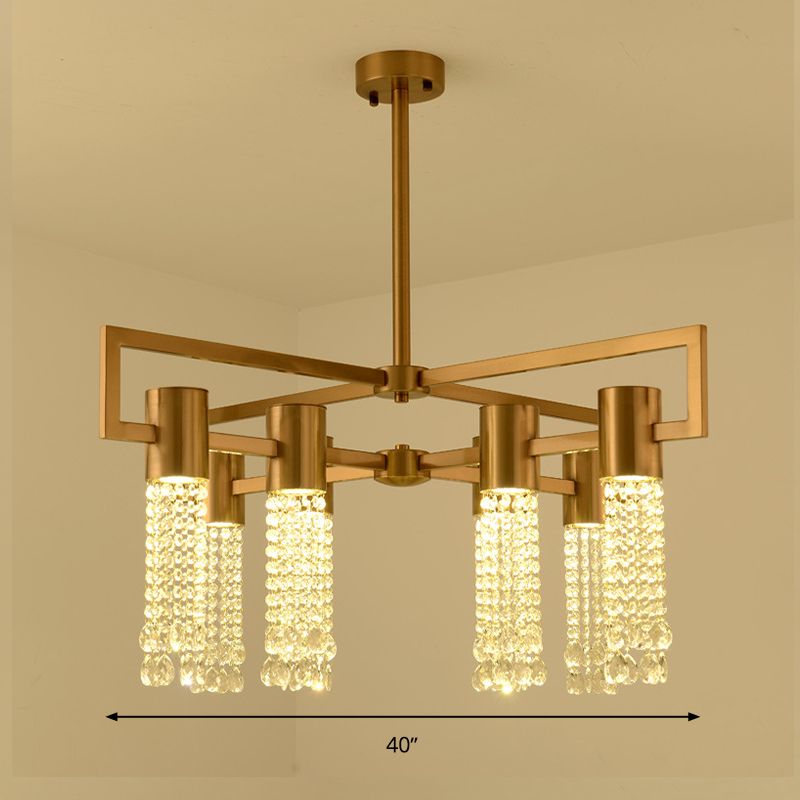 Waterfall Clear K9 Crystal Pendant Chandelier Modernism 8/10 Bulbs LED Gold Hanging Ceiling Light for Bedroom