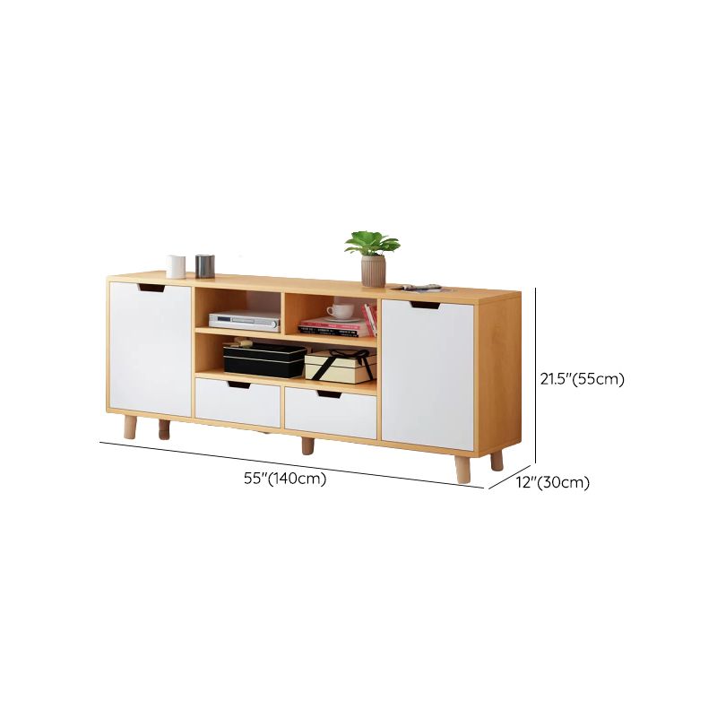 Open Shelving TV Media Stand Scandinavian TV Media Console with Drawers