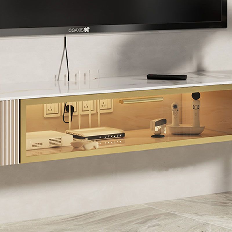 11.81"W TV Stand Glam Style Wall-mounted White TV Console with 2 Drawers