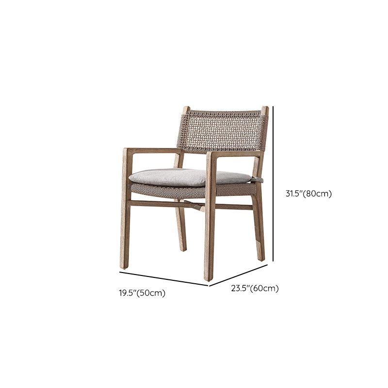 Teak Outdoor Bistro Chair Tropical Dining Set with Rattan Accents