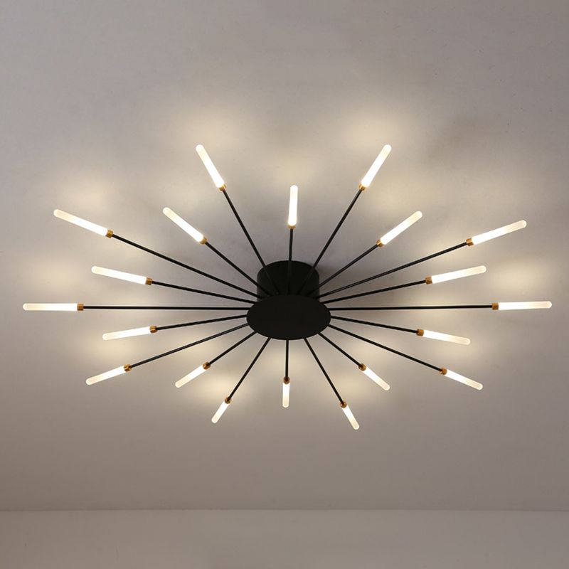 Modern Simlicity LED Ceiling Light Radial Metal Semi Flush Mount for Living Room