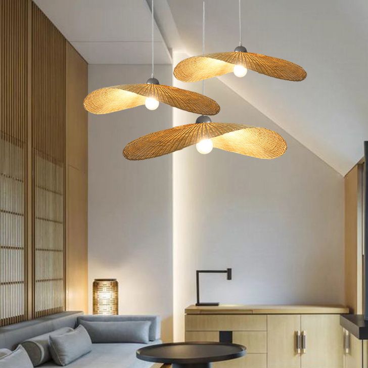 ASIA Hat Lighting Lighting Bamboo Bamboo Sala de colgantes Colgante de colgante en beige