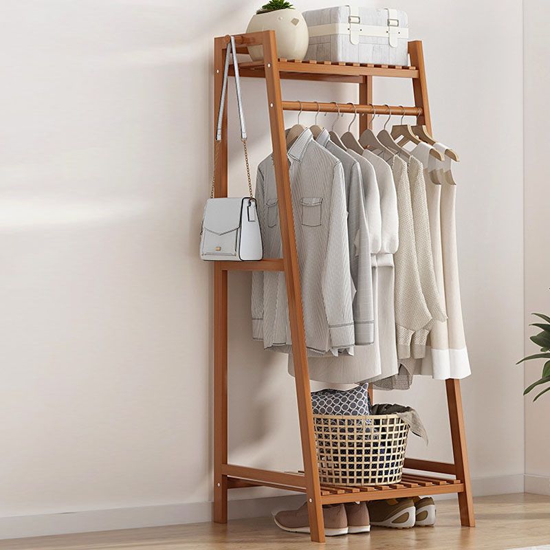 Wooden Coat Rack Storage Shelves Living Room Hanging Rail Coat Hall Stand