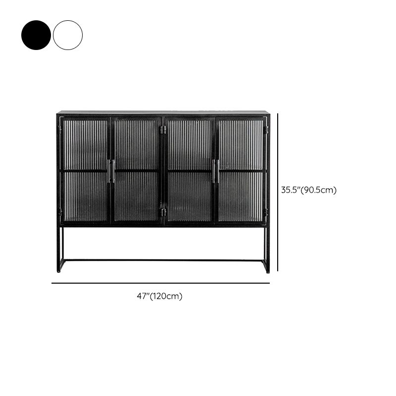 Contemporary Curio Cabinet Metal Glass Doors Buffet Cabinet for Dining Room