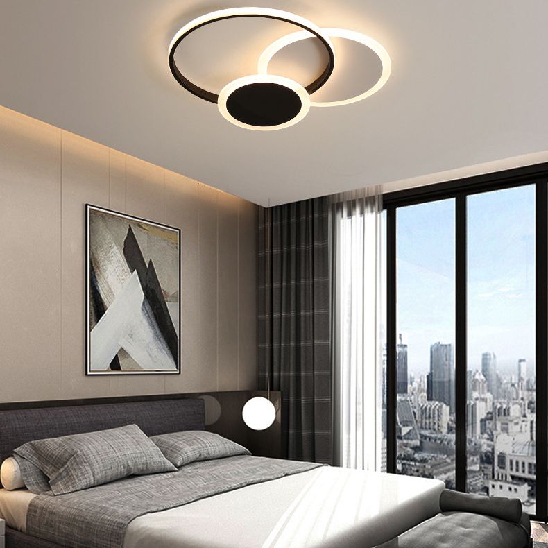 Circles Close to Ceiling Lighting Minimalist Style Metal LED Flush Mount Lighting