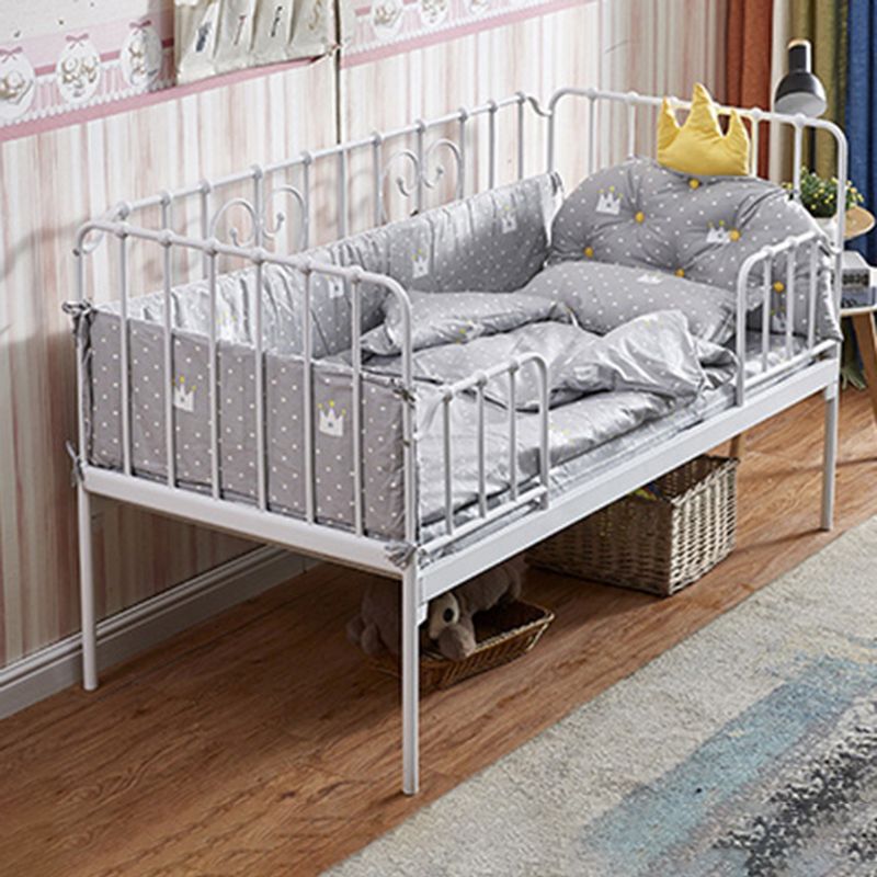 Industrial Rectangle Crib Metal Crib with Guardrails Baby Crib