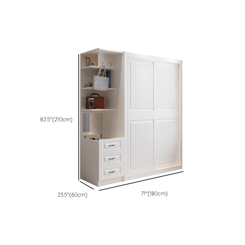 Contemporary Wardrobe Armoire with Garment Rod Wood Wardrobe Closet