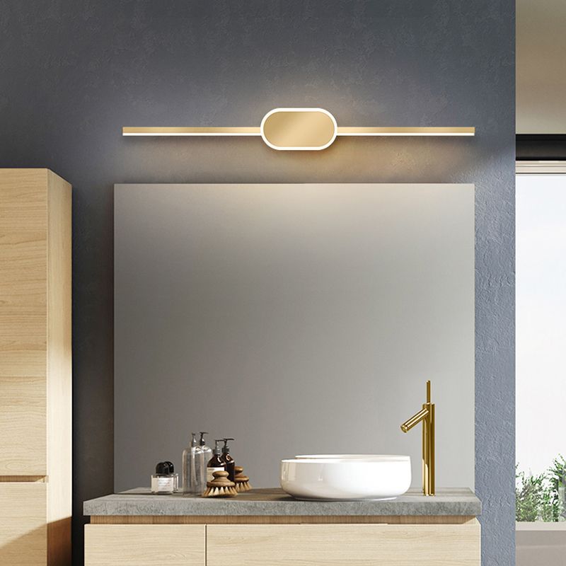 Minimalism LED Mirror Lamp Metal Vanity Light Fixtures in Gold for Bathroom