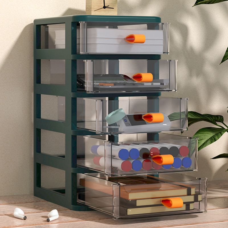 Plastic Transparent File Cabinet Vertical Home or Office File Cabinet with Drawers