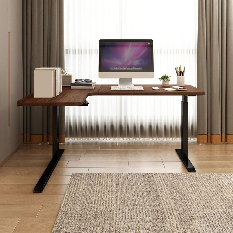 Contemporary Home Computer Desk Adjustable Height L-Shape Writing Desk