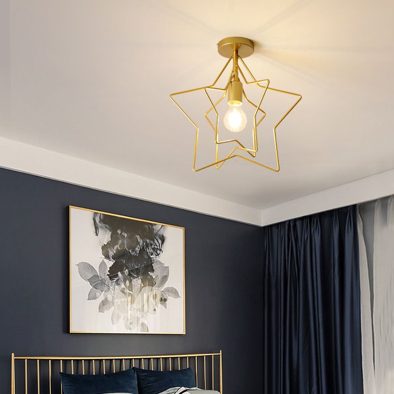 Star Shape Ceiling Light Metal Ceiling Mount Light for Living Room