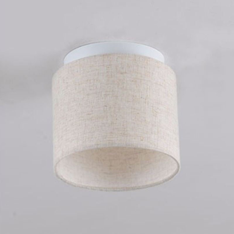 Half Cylinder Fabric Flush Mount Light Modern 1 Light Flush Mounted Light Fixture in White