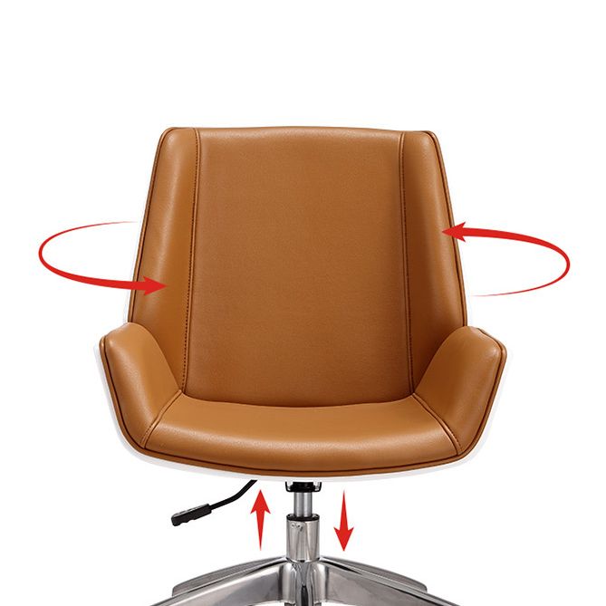 Modern Leather Task Chair Mid-Back Adjustable Swivel Office Chair