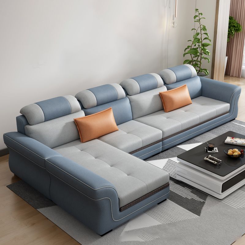 Flared Arms 4-Seater Sectional with Pillow Back Cushions for Apartment