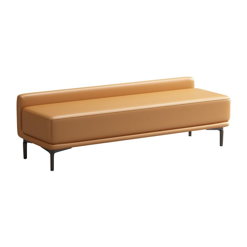 Genuine Leather Low-Back Bedroom Bench Modern 20"H Seating Bench with 4 Metal Legs