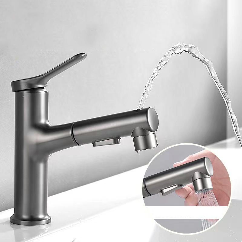 Modern Style Retractable Vessel Faucet Single-handle Low Arc Copper Vessel Faucet