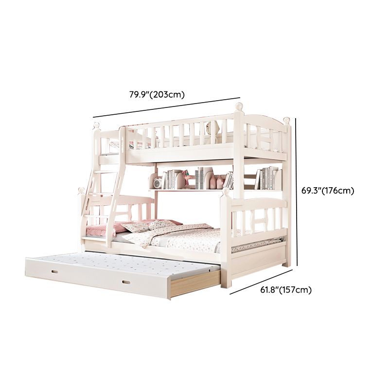 Traditional Style Kid Bed in White Solid Wood Standard Bunk Bed