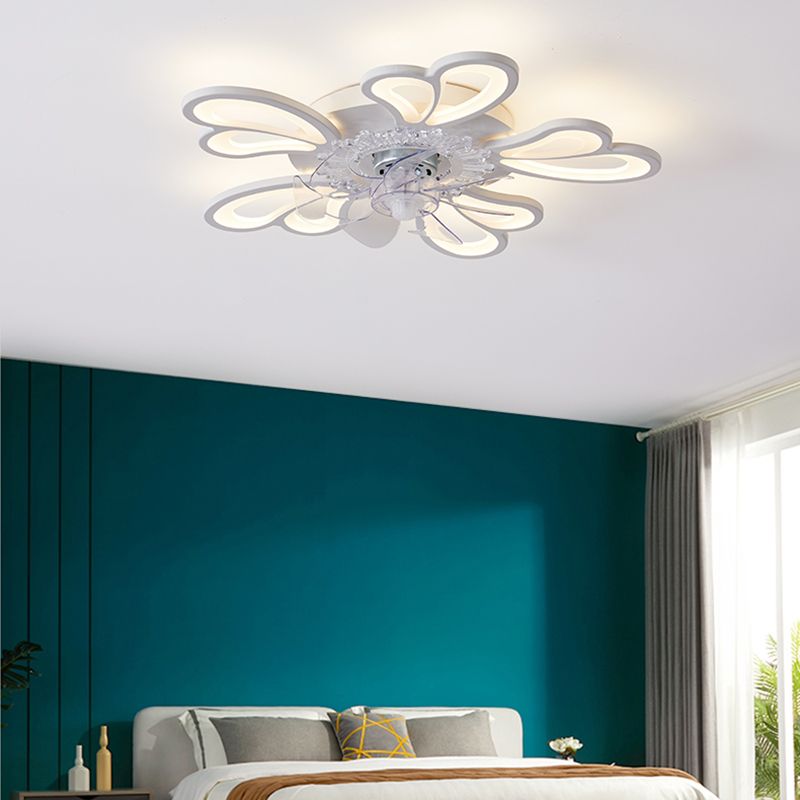 LED de la lampe à fans de plafond en métal nordique LED FLUX MONT LECHETURE DE PLACE AVEC LAME DE FAN ABS