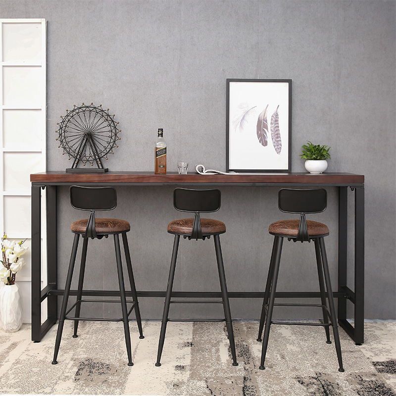 Industrial Bar Dining Table Pine Wood Bar Dining Table with Trestle Base