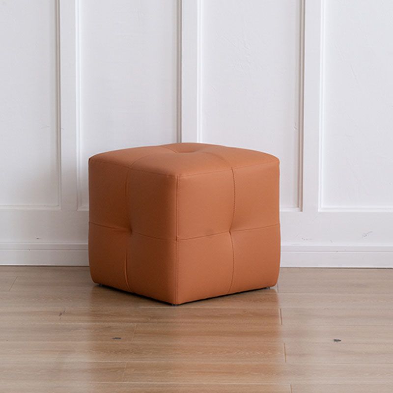 Modern Square Footstools Genuine Leather Foot Stool , 16.38" H