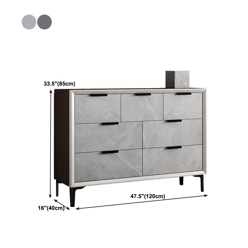 Modern Style Grey Storage Chest Horizontal Wooden Storage Chest Dresser for Bedroom