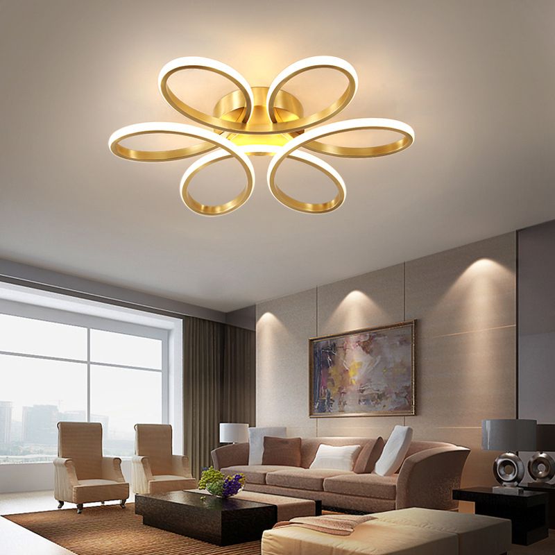 Flower Semi Flush Mount Light Acrylic Modern Simplicity Flush Ceiling Light Fixtures for Bedroom