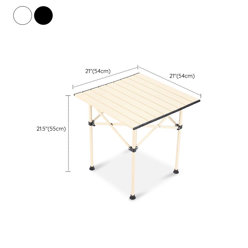 Contemporary Aluminum Camping Table Removable Folding Table in White and Black