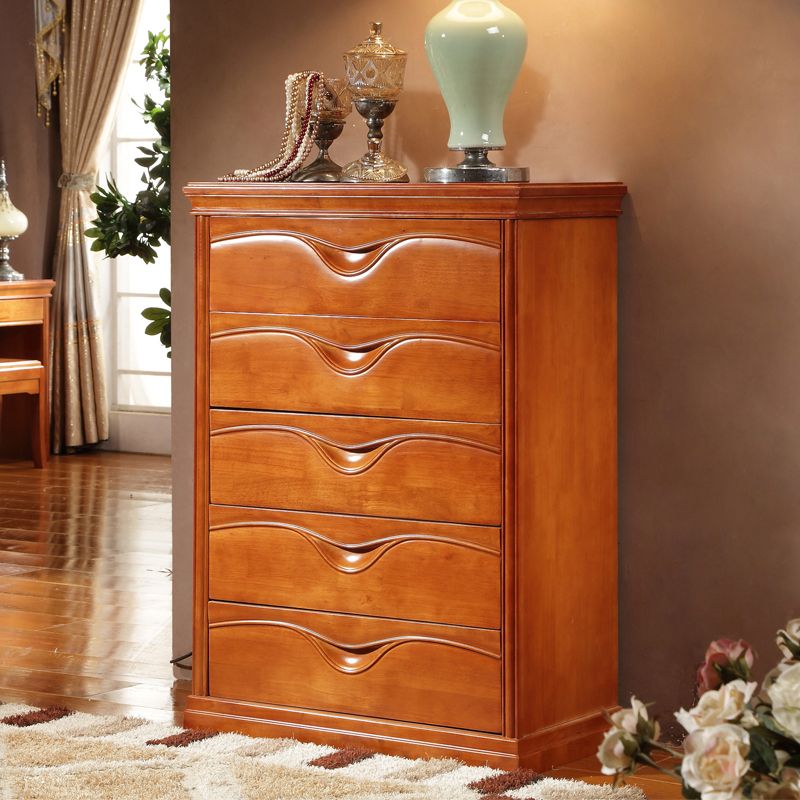 Vertical Oak Storage Chest Dresser Traditional Lingerie Chest with 3 / 4 / 5 Drawers