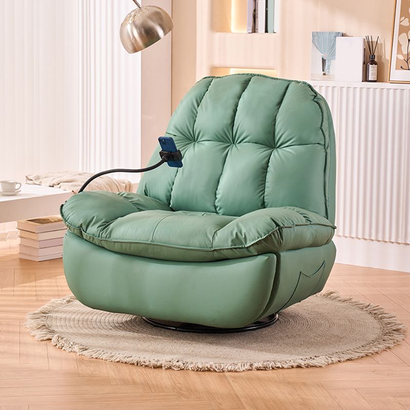 Swivel Standard Recliner Solid Color Faux Leather Metal Frame Recliner Chair