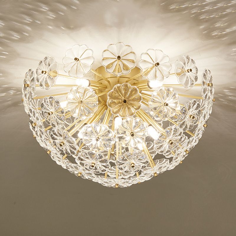 Sputnik Flower Modern Style Flush Mount Crystal Ceiling Light for Bedroom