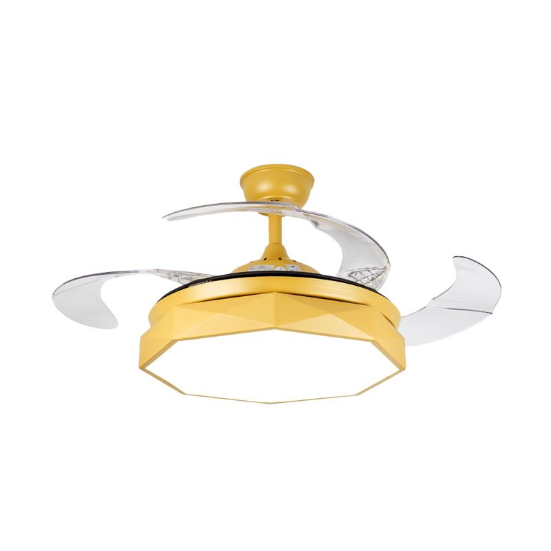 Prismy Living Room Ceiling Fan Light Metallic 15.5" Wide LED Nordic Semi Flush Mount, 4 Blades