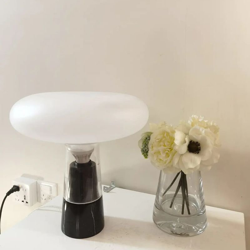 Creative Mushroom Cloud Glass Table Lamp 1-Light Nordic Style Marble Home Decorative Nightstand Light