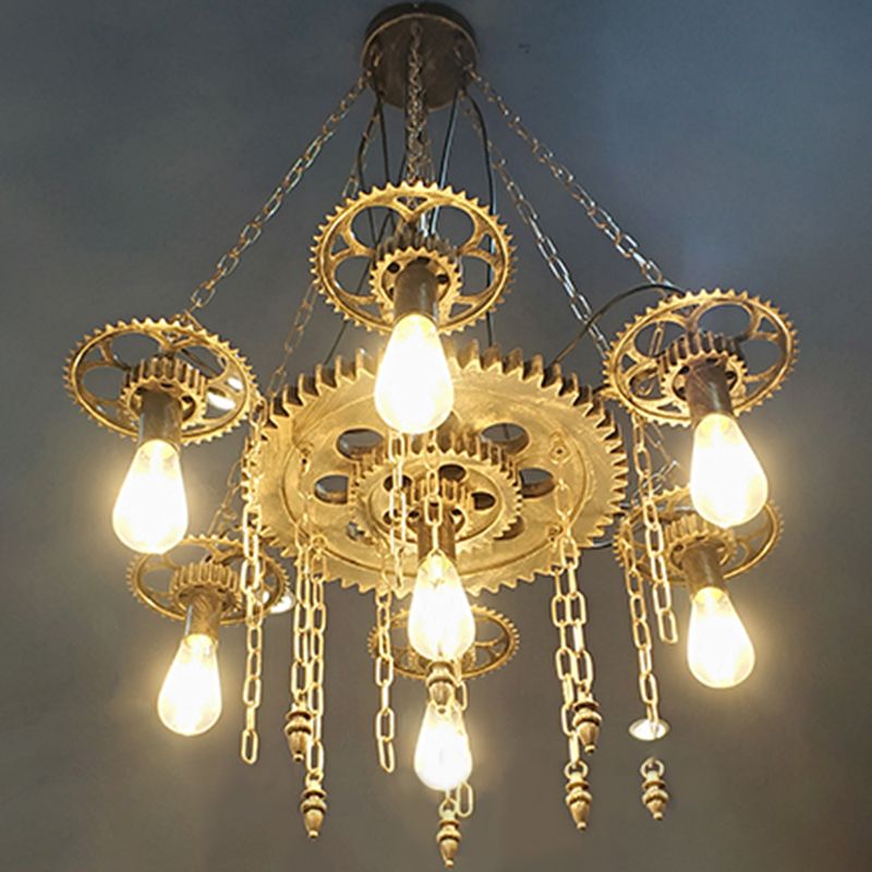 Gearwheel Chandelier Light Fixture Industrial Metal Pendant Lighting for Restaurant