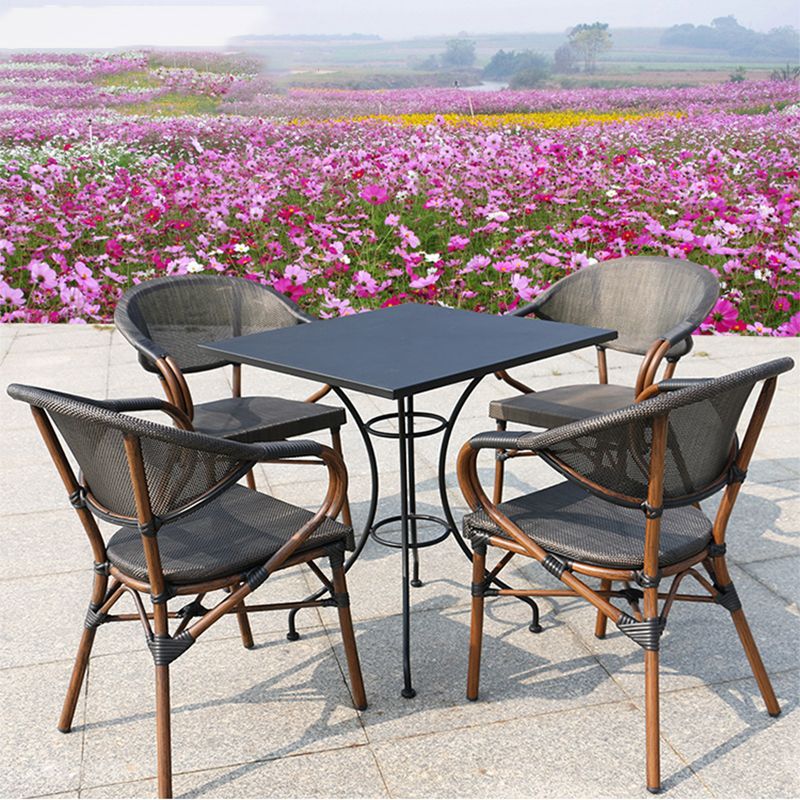 Industrial Black Outdoor Bistro Chairs Metal Patio Dining Side Chair