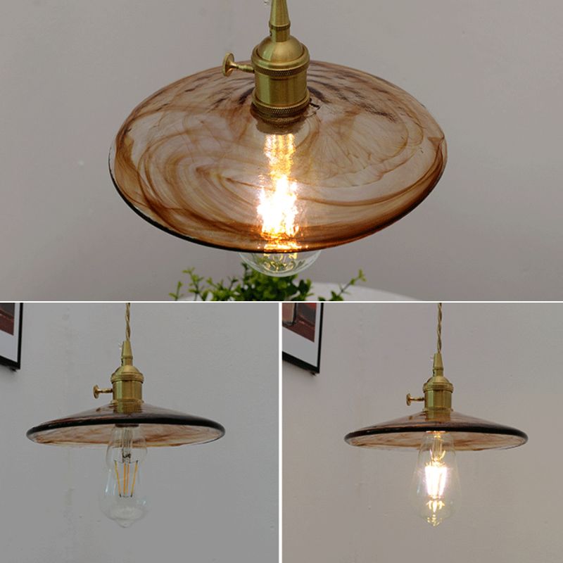 Industrial Suspension Lamp 1-Light Restaurant Pendant Light Fixture with Glass Shade