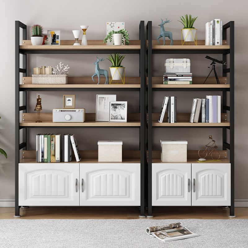 Modern Open Back Shelf Bookcase with Cabinets for Home Office