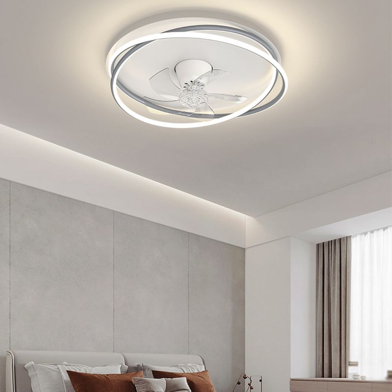 Modern LED Ceiling Fan Lighting Round Metal Fan Light in Black / Gold / White