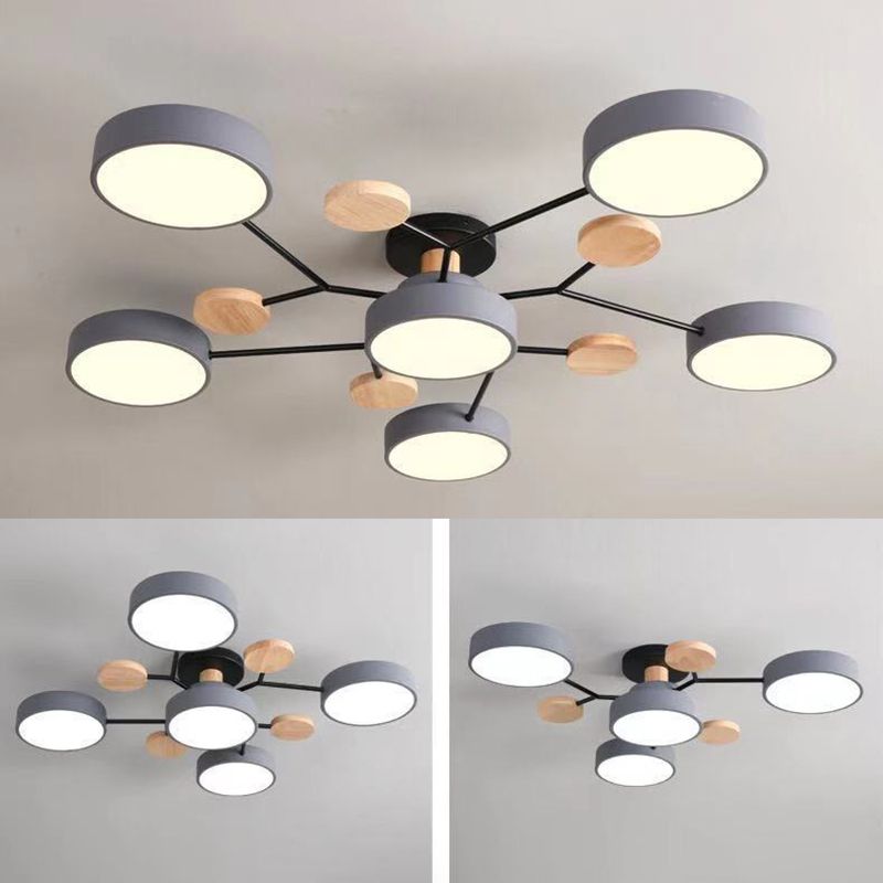 Nordic Style Ceiling Lighting Metal Semi Flush Mount for Living Room