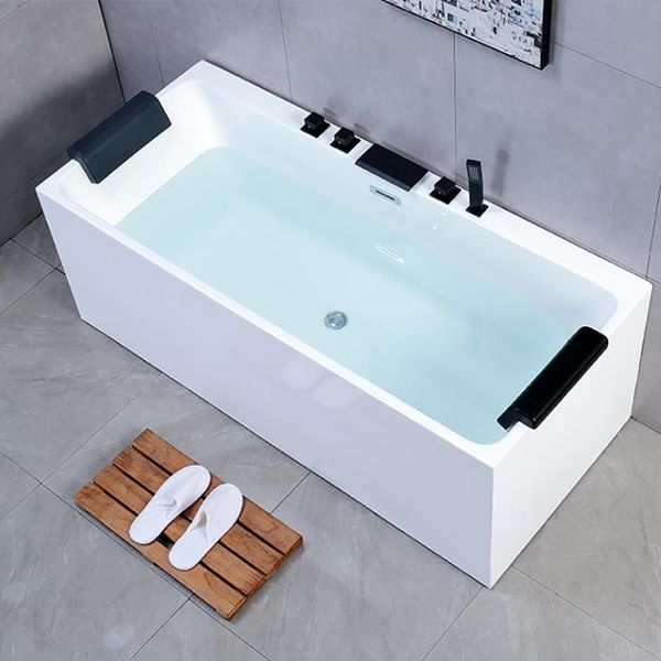 Back to Wall Soaking Bathtub Antique Finish Rectangular Modern Bath Tub