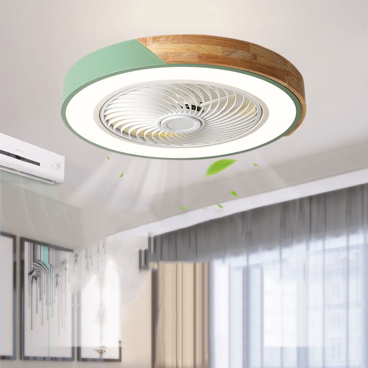 LED Ceiling Fan Light 1-Light Wooden Ceiling Mount Lamp with Acrylic Shade for Bedroom