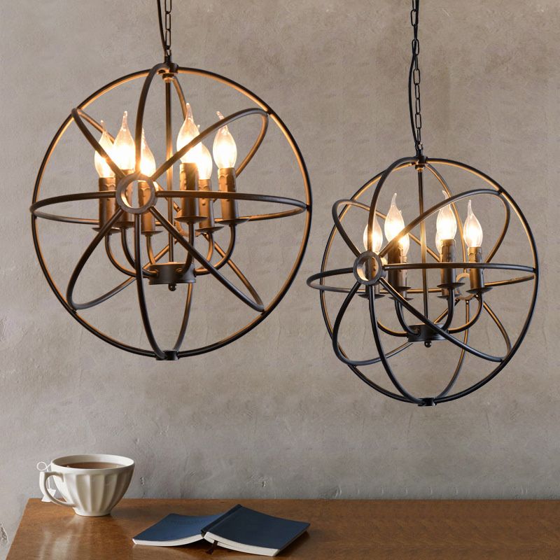 Black Antique Style Ceiling Hanging Light Fixture Metal Chandeliers Pendant Lights