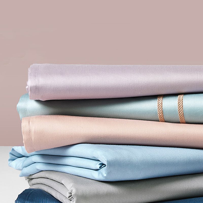 Cotton Fitted Sheet 1-Piece Solid Color Wrinkle Resistant Sheet Set