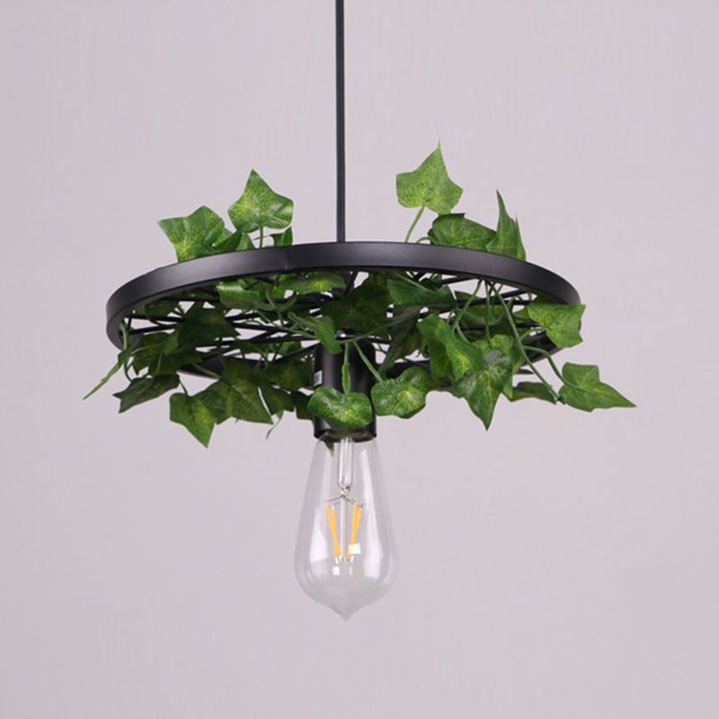 Green 1 Head Pendant Lamp Industrial Metal Plant LED Hanging Ceiling Light for Restaurant