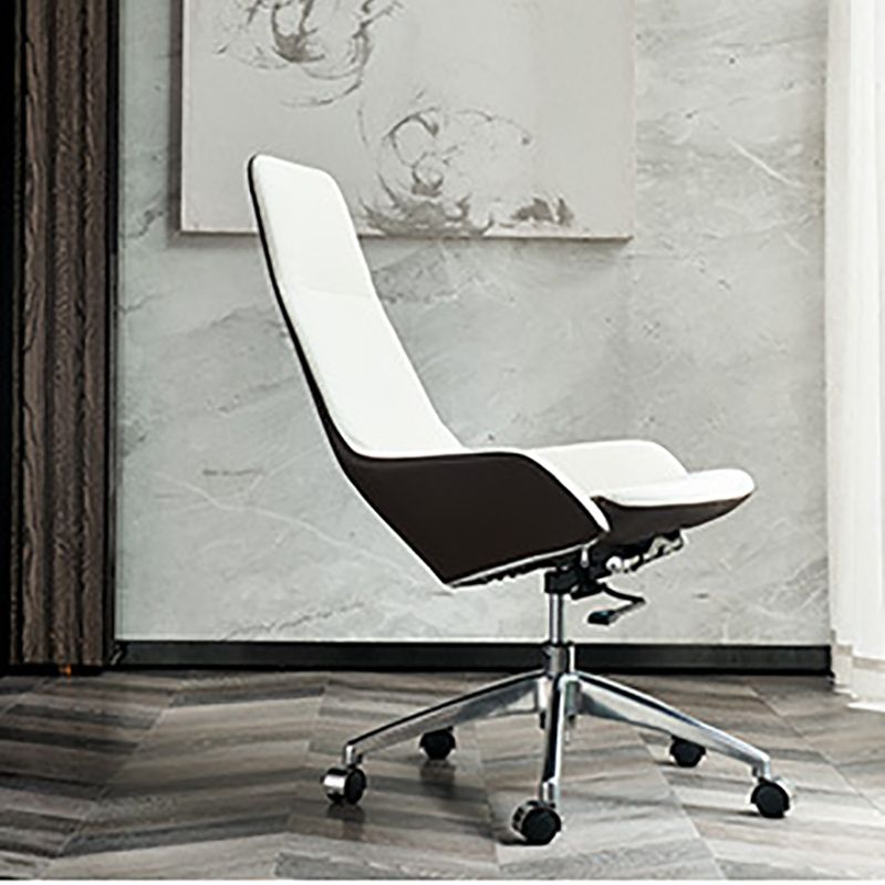 Faux Leather Office Chair Contemporary Nylon Desk Chair in White