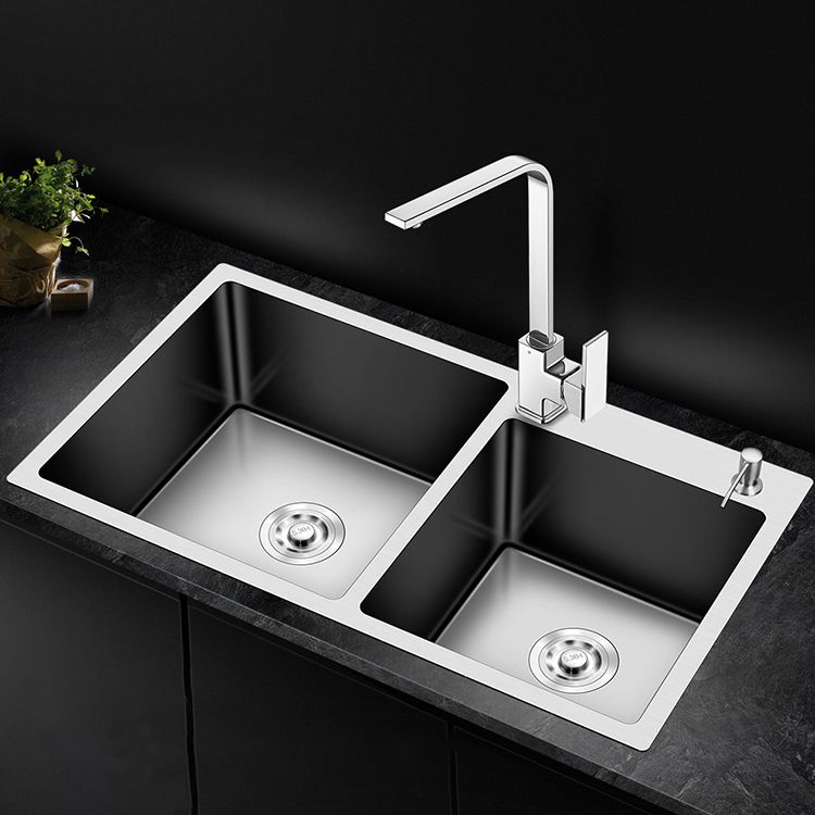 Modern Style Kitchen Sink Stainless Steel Drop-In Kitchen Double Sink