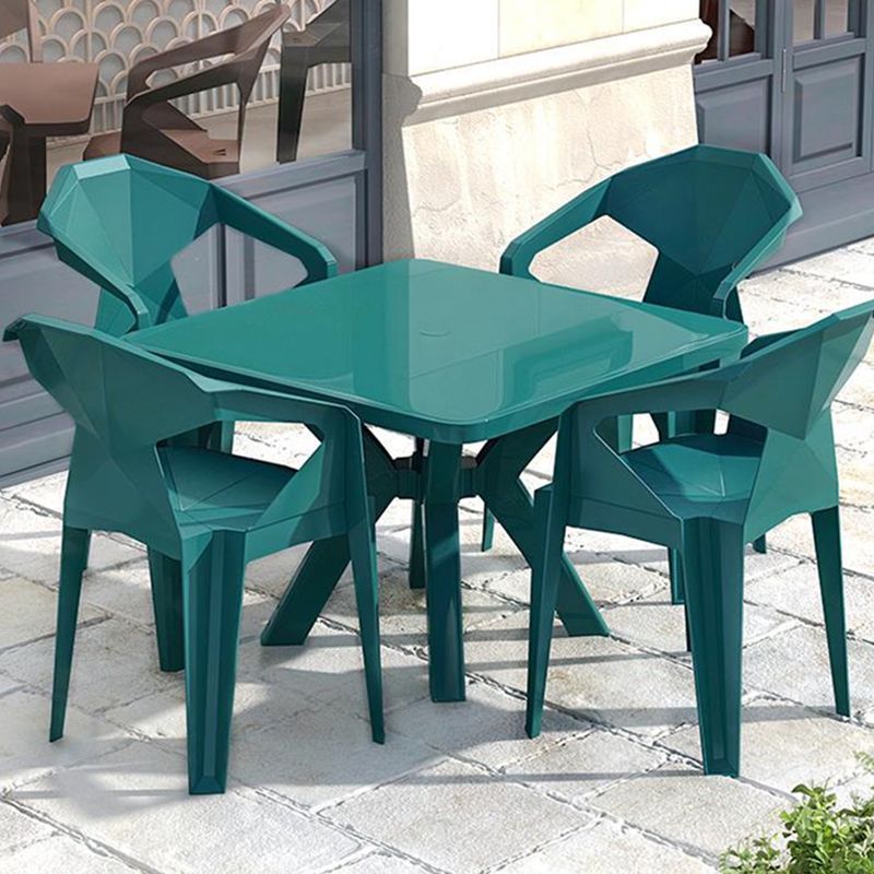 Modern Waterproof Square Courtyard Table Plastic Base Outdoor Table