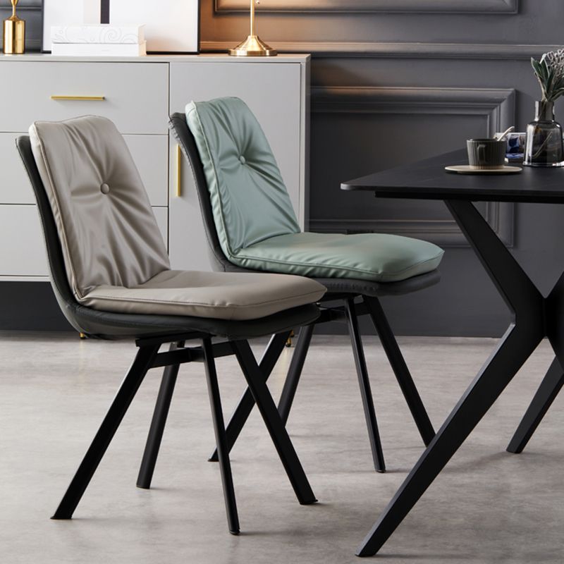 Contemporary Style Upholstered Dining Side Chair with Metal Base