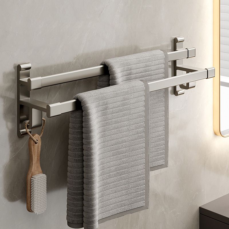 Gray Bathroom Accessory Set Contemporary Style Aluminum Towel Bar