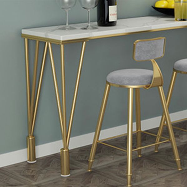 Marble Top Rectangle Bar Table Luxurious Bistro Table with 4 Legs in Gold