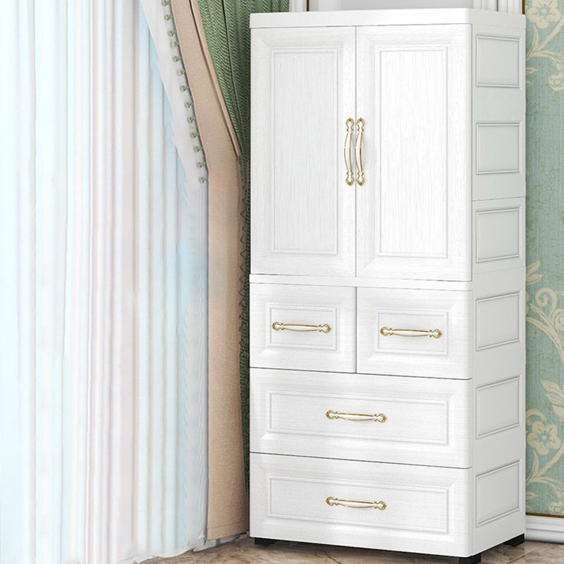 Contemporary Youth Armoire with Garment Rod Plastic Bedroom Armoire